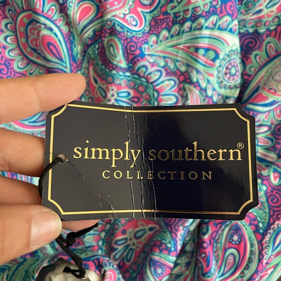 Simply Southern Blue Purple Paisley Ruffle Dress with Pockets - Picture 6 of 6